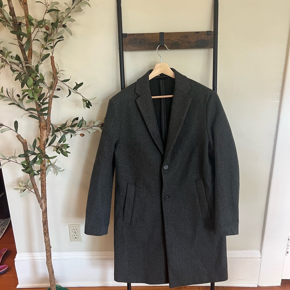 Men’s Zara Gray Stretch Wool Overcoat